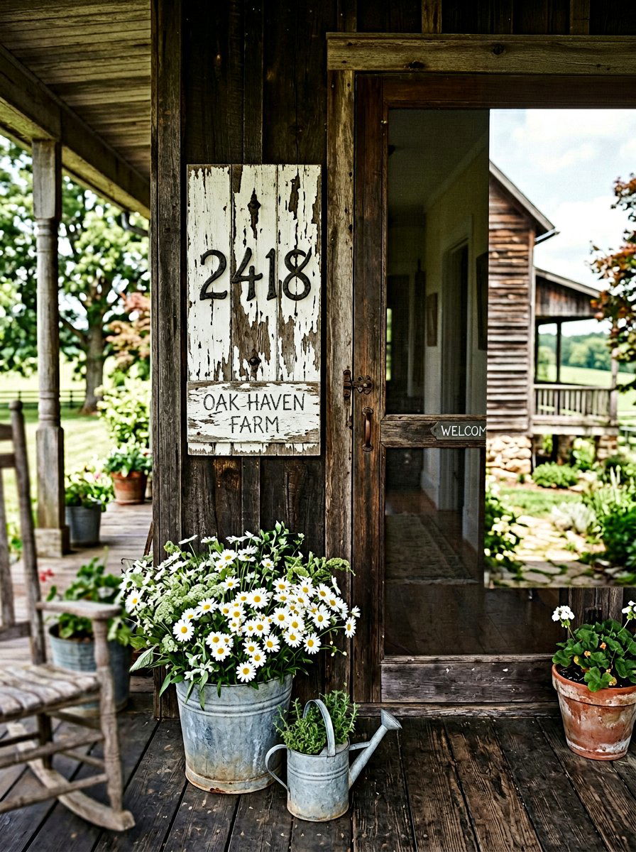 Distressed Farmhouse Address Plaque - 25 Pallet Address Number Plaque Ideas