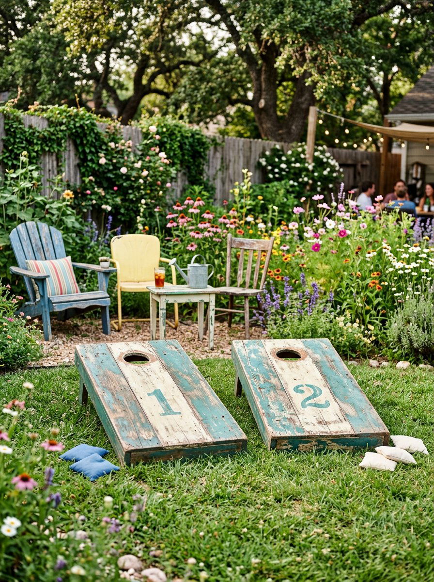 Distressed Paint Pallet Cornhole - 25 Pallet Cornhole Game Board Ideas