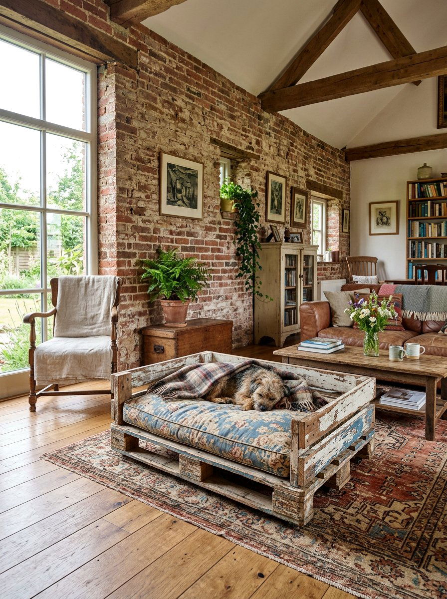 Distressed Pallet Dog Bed - 25 pallet dog bed ideas