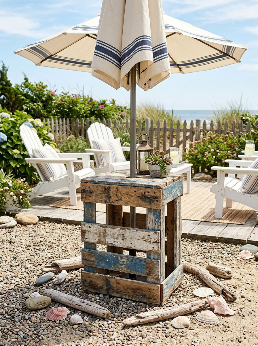 Distressed Wood Pallet - 25 Pallet Umbrella Stand Ideas