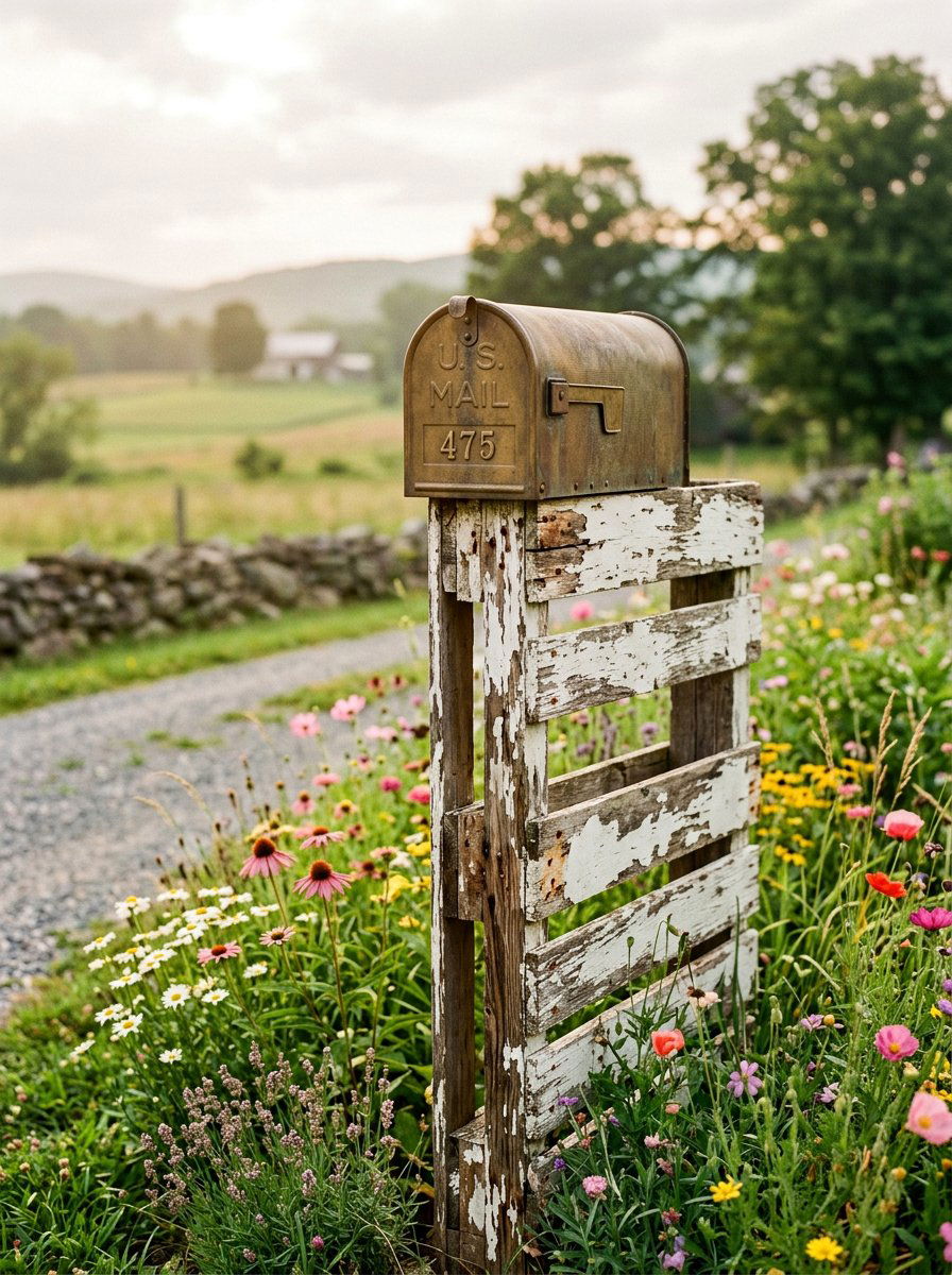 Distressed pallet mailbox post - 25 Pallet Mailbox Post Ideas