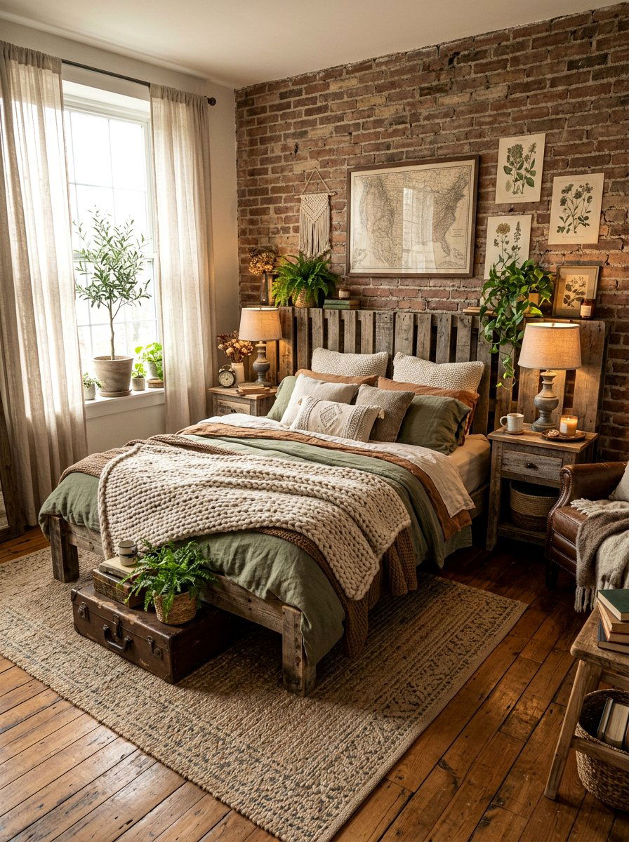 Distressed wood pallet bed rustic charm - 25 Pallet bed ideas for master bedroom