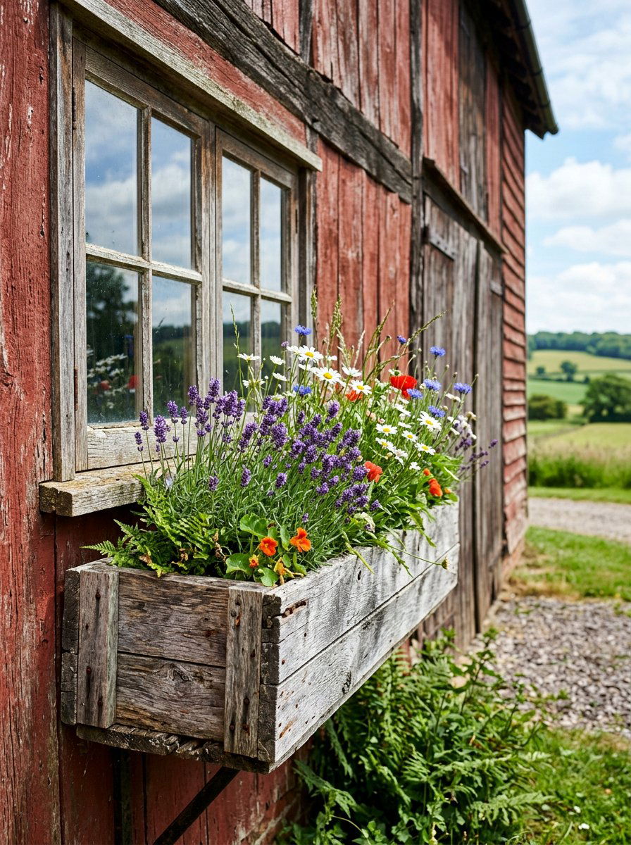 Distressed wood window box - 25 Pallet Window Box Planter Ideas