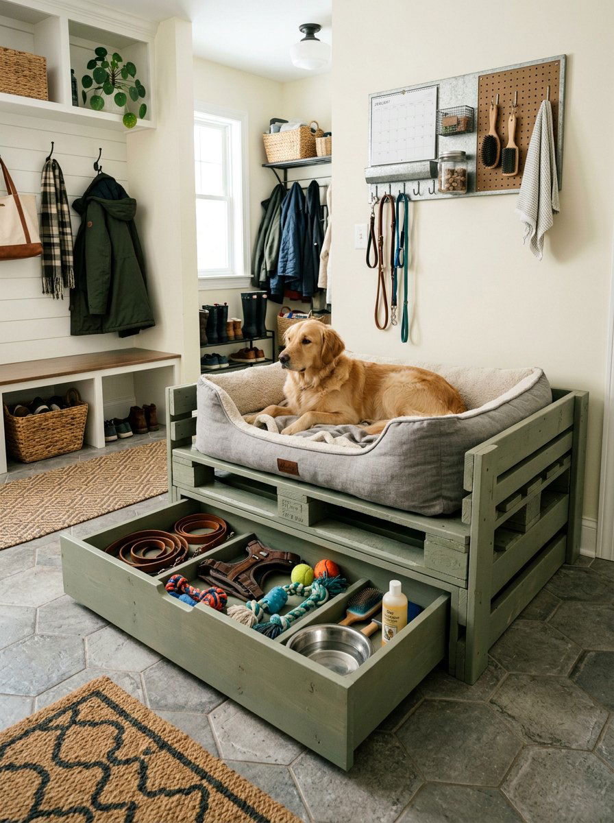 Dog Bed with Storage Drawer - 25 pallet bed for dogs