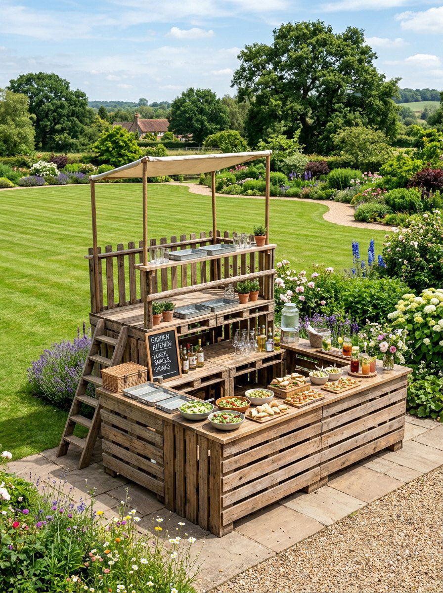 Double Decker Pallet Island - 25 Pallet Outdoor Kitchen Island Ideas