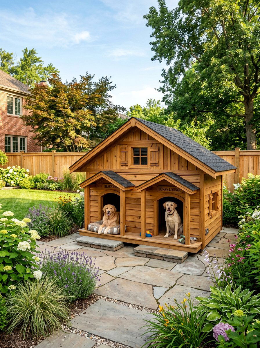 Double Dog House - 25 pallet dog house ideas