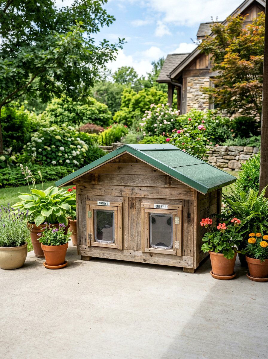 Double Entry Cat Shelter - 25 pallet cat shelter ideas