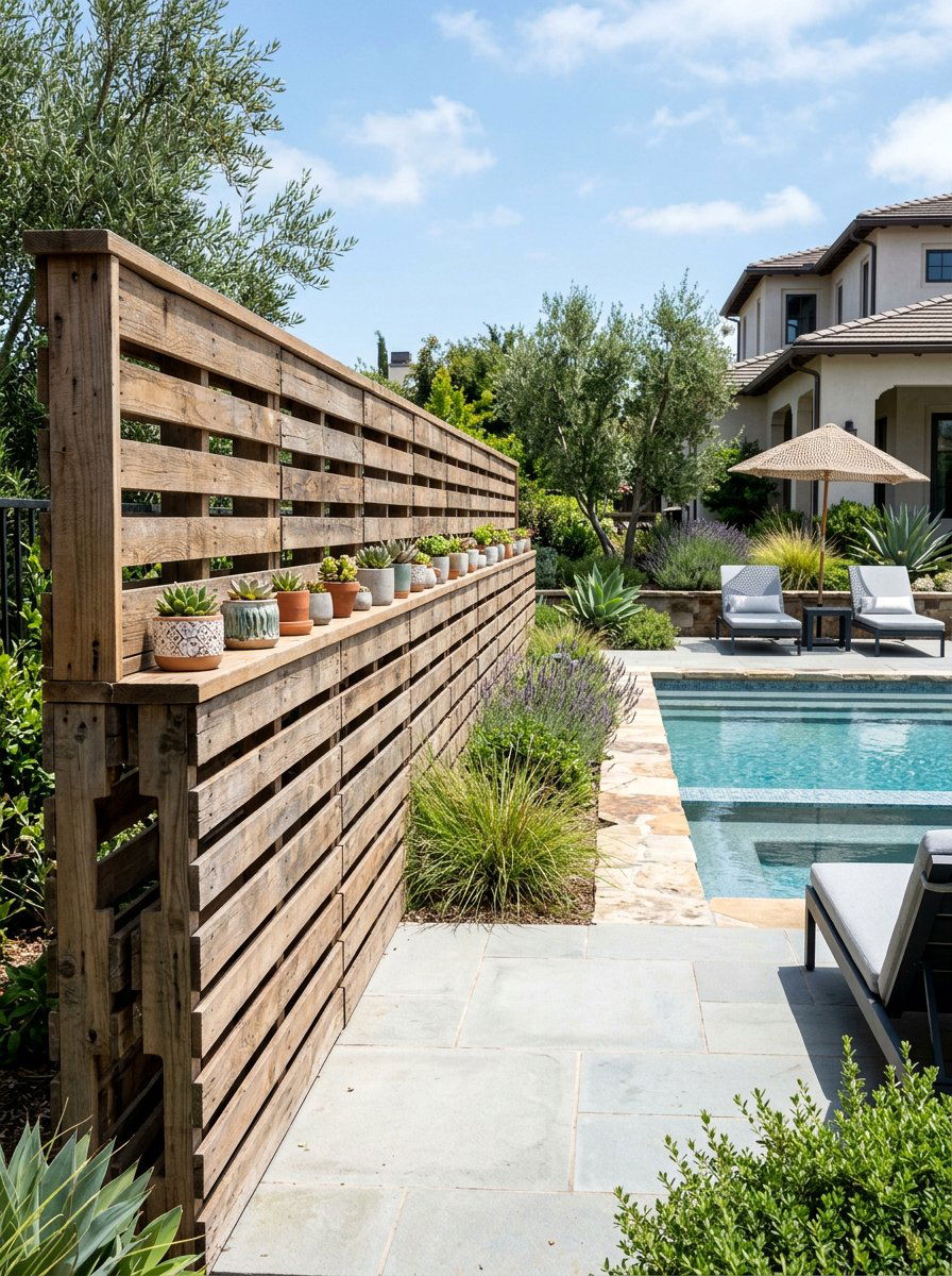 Double Layer Pallet Fence - 25 Pallet Fence for Backyard Ideas