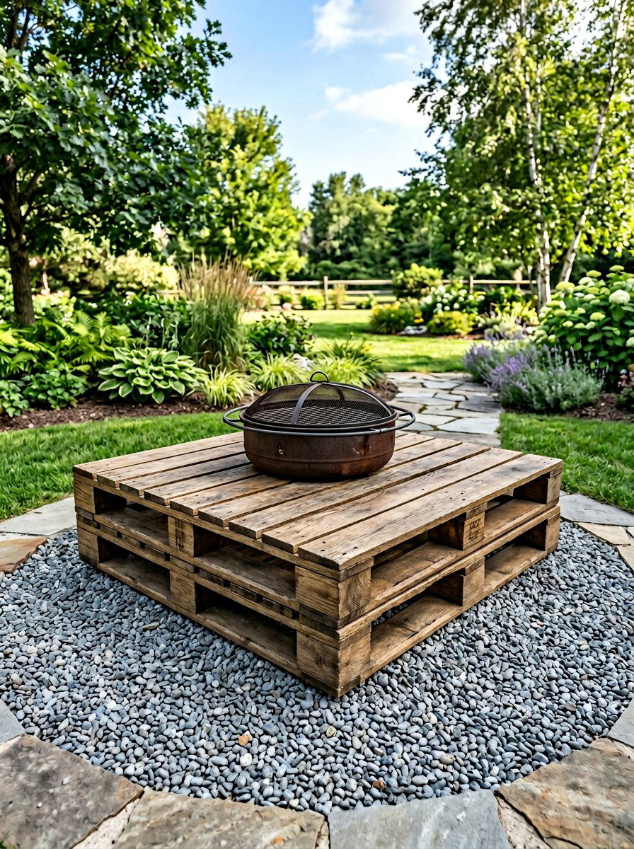 Double Layered Pallet Base - 25 Pallet Fire Pit Surround Ideas