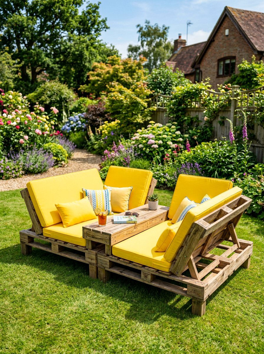 Double Pallet Lounger - 25 Pallet Lounge Chair Ideas
