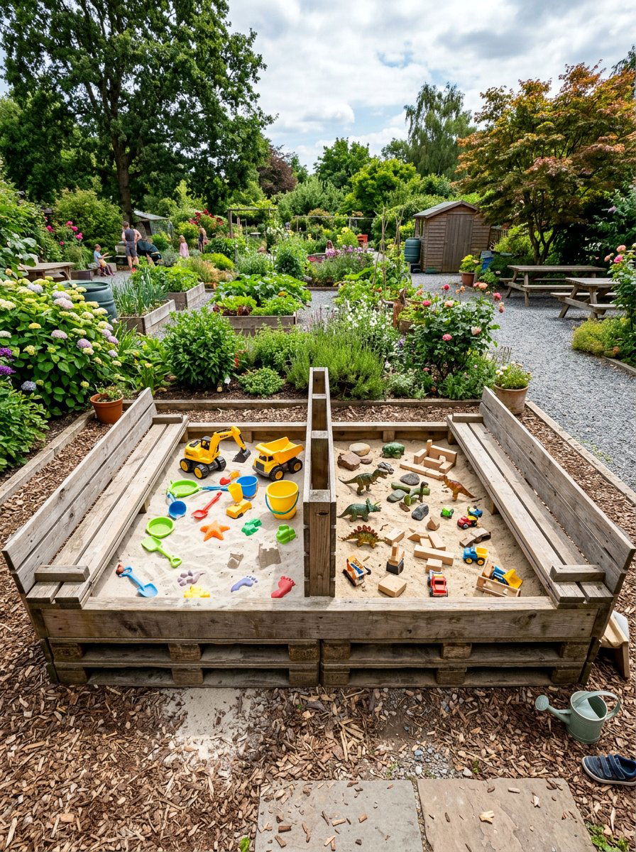 Double Pallet Sandbox - 25 Pallet Sandbox for Kids Ideas