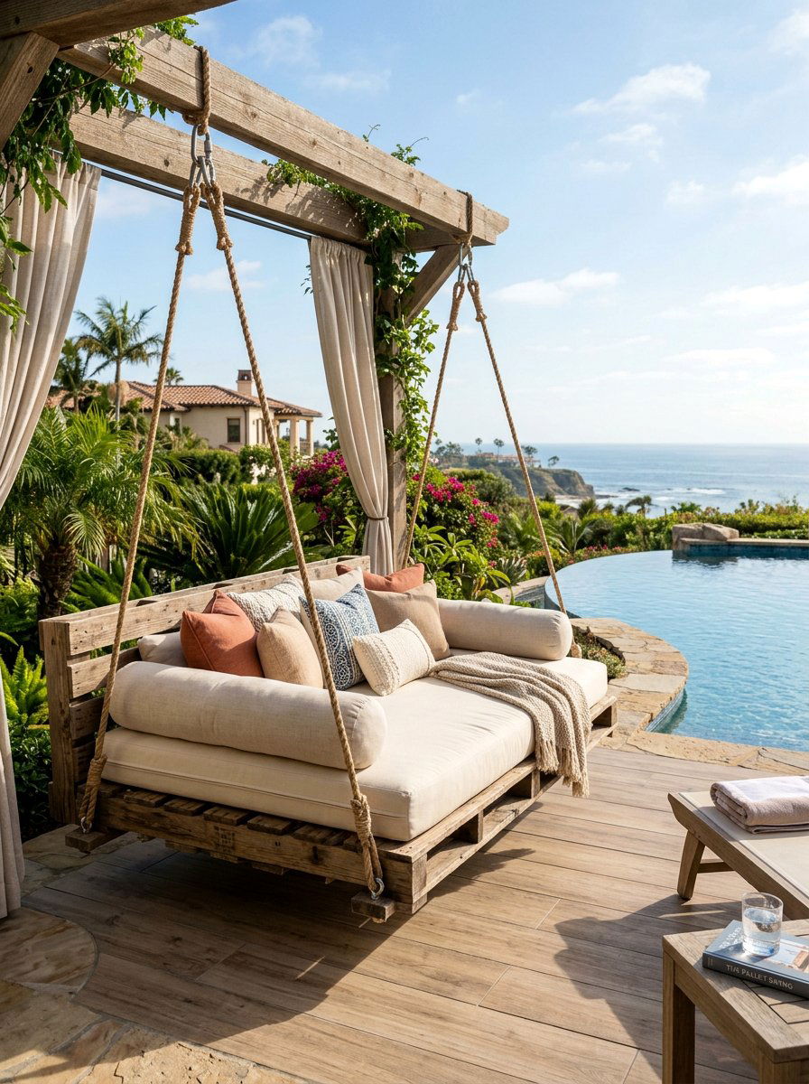 Double Pallet Swing Bed - 25 Pallet Hanging Swing Bed Ideas