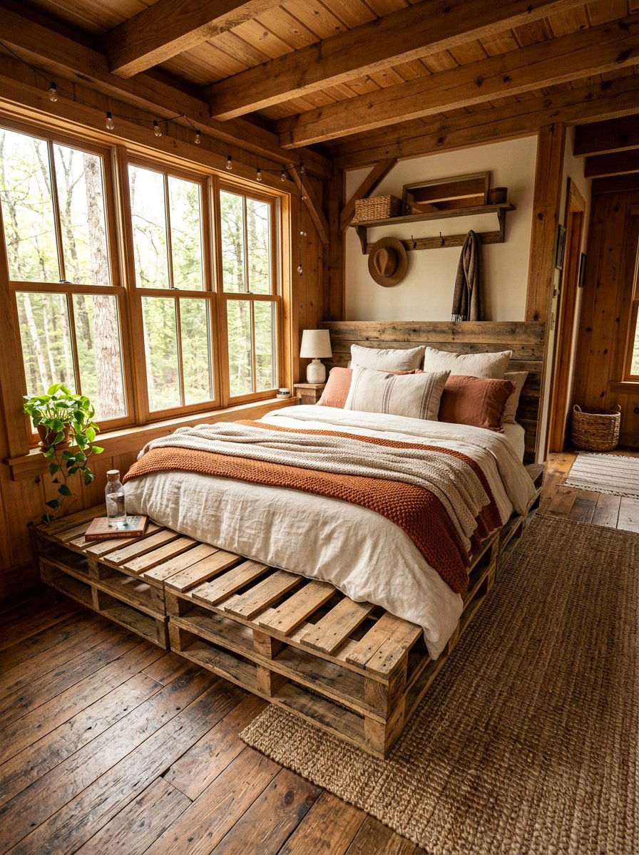 Double Size Pallet Bed - 25 Pallet bed ideas for tiny house