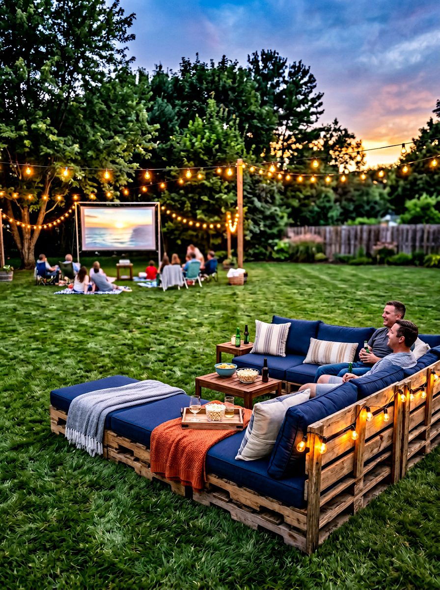 Double Tier Pallet Seating - 25 Pallet Outdoor Sofa Ideas