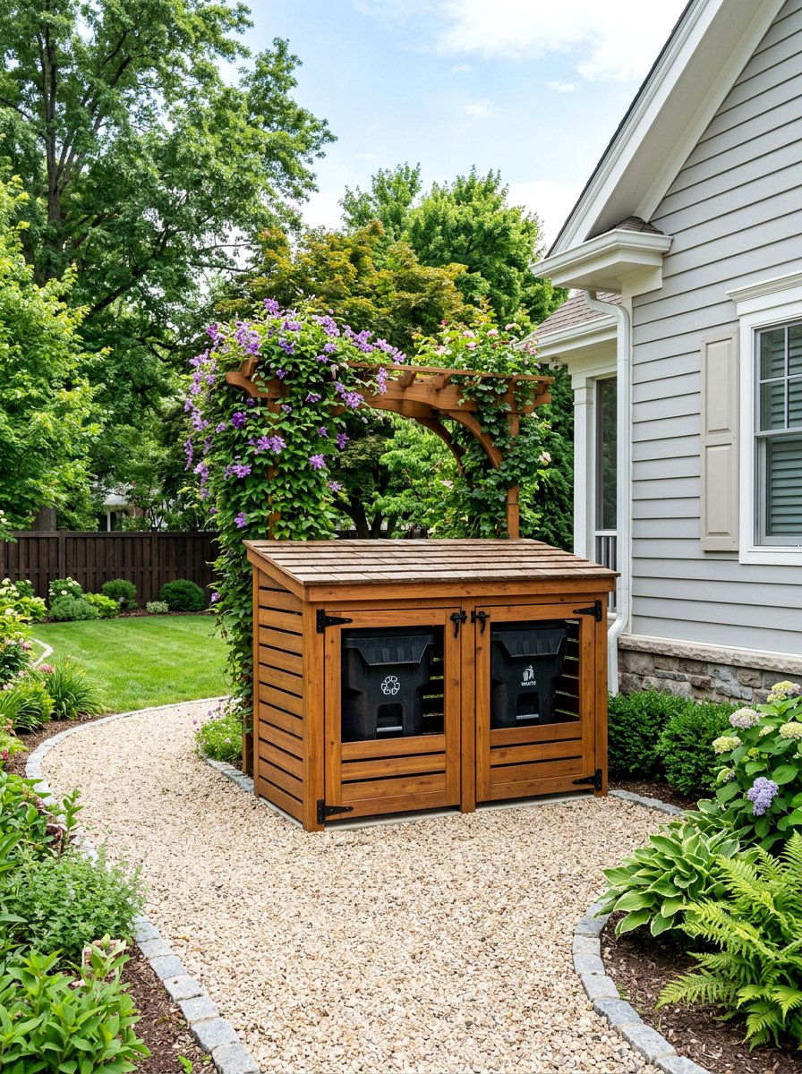 Double Trash Can Enclosure - 25 Pallet Outdoor Storage Box Ideas