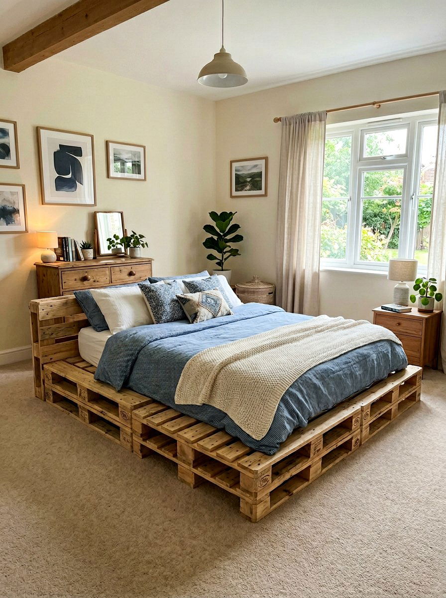 Double pallet bed - 25 Full size pallet bed ideas