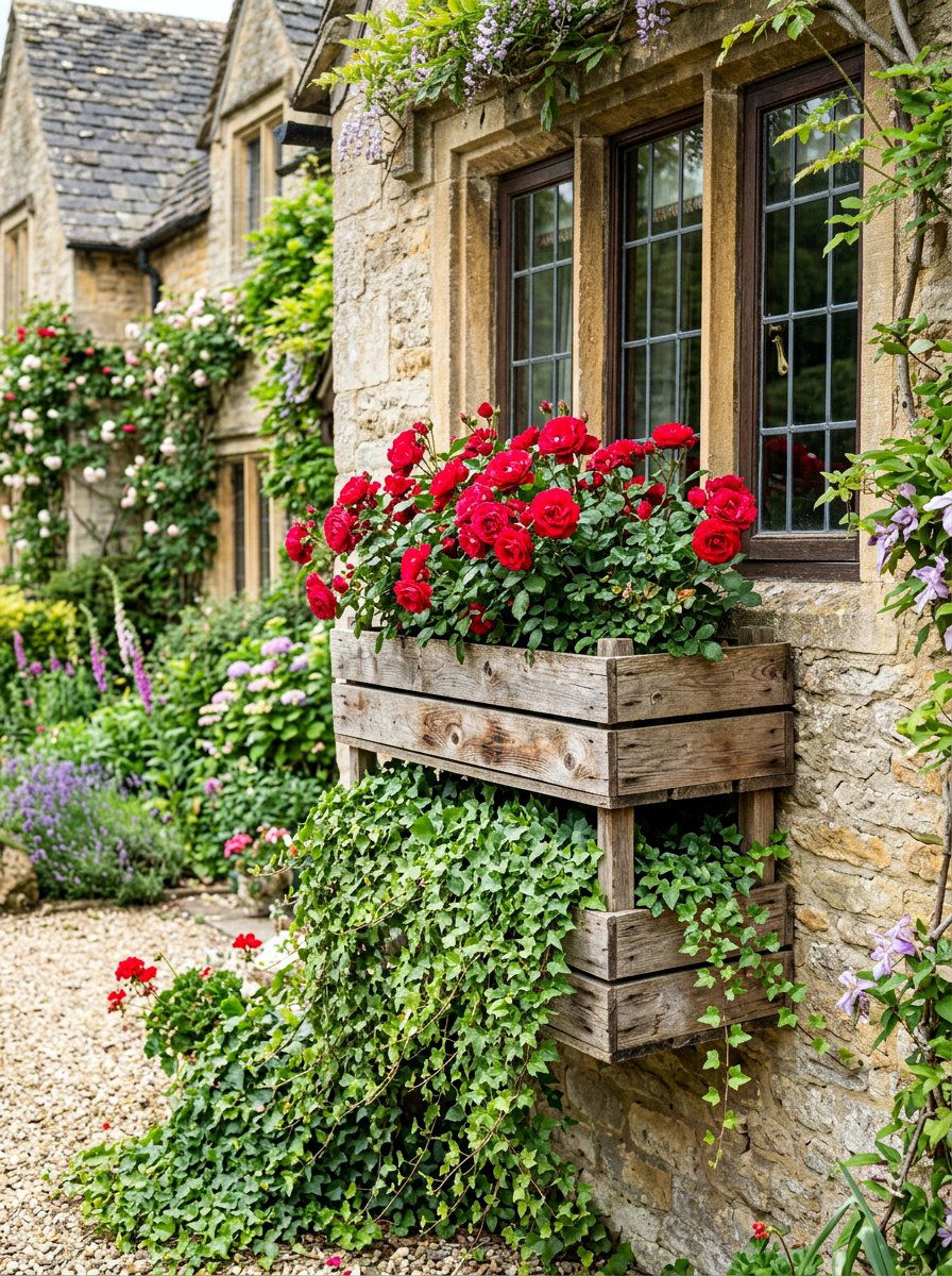 Double tiered window planter - 25 Pallet Window Box Planter Ideas