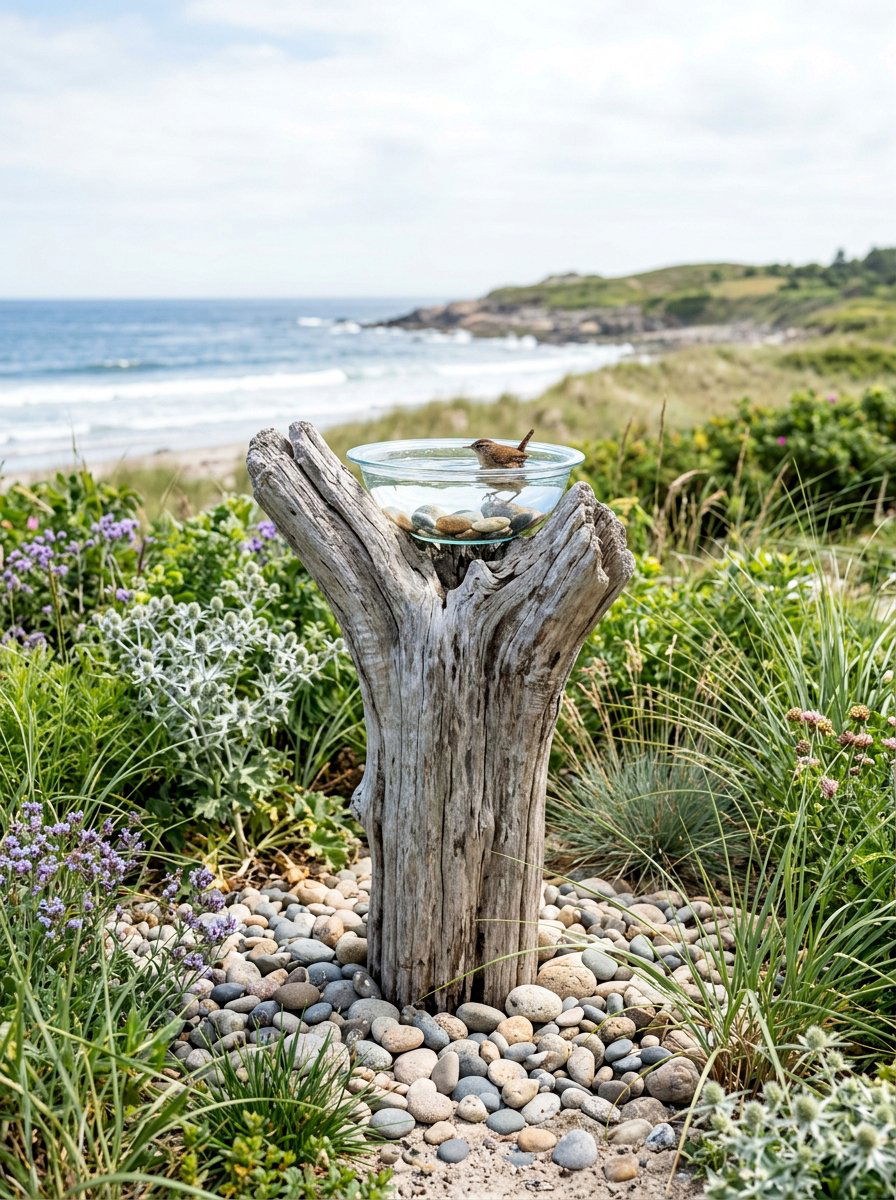Driftwood Bird Bath - 25 unique bird bath ideas
