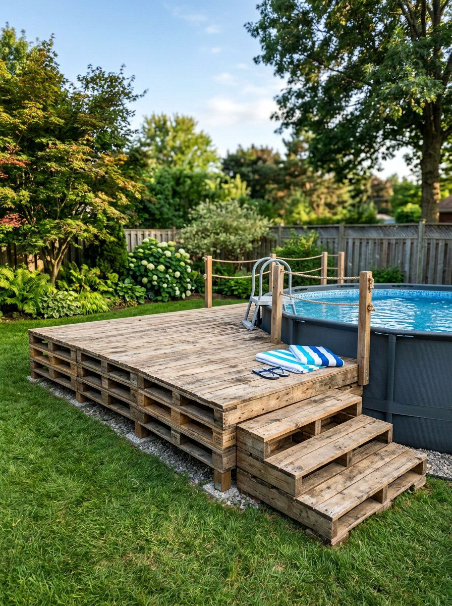 Easy Pallet Pool Deck - 25 Pallet Pool Deck Ideas