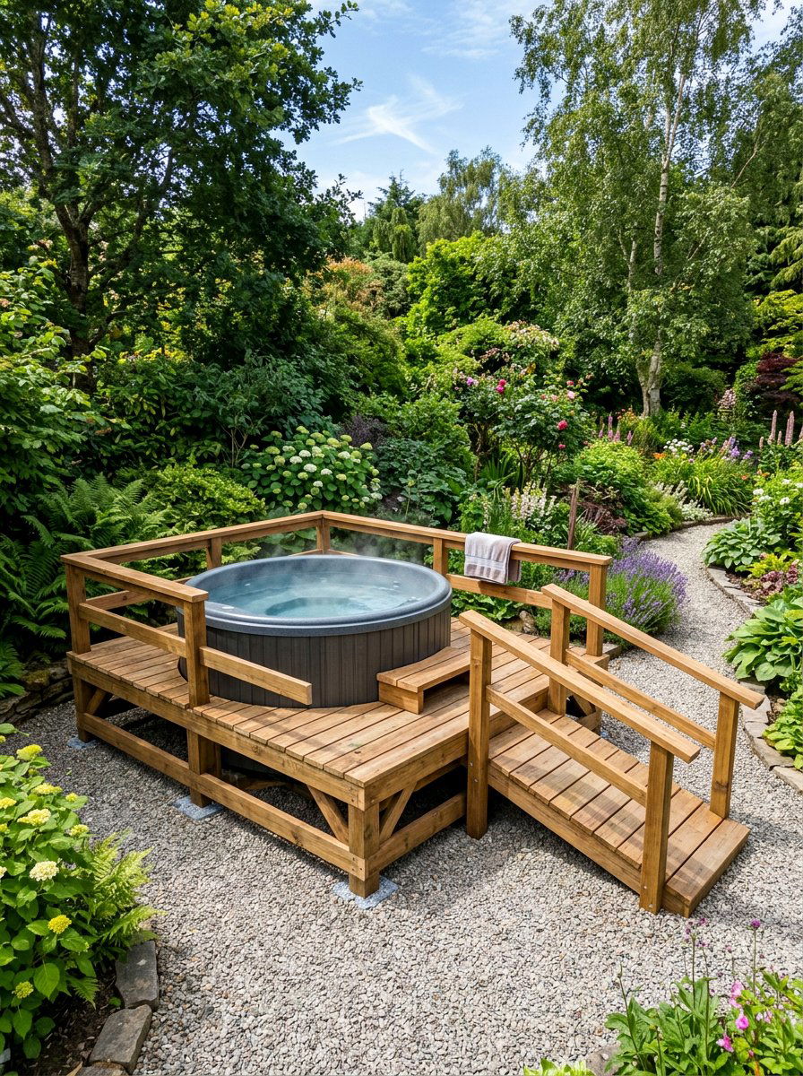 Elevated Pallet Base - 25 Pallet Hot Tub Surround Ideas