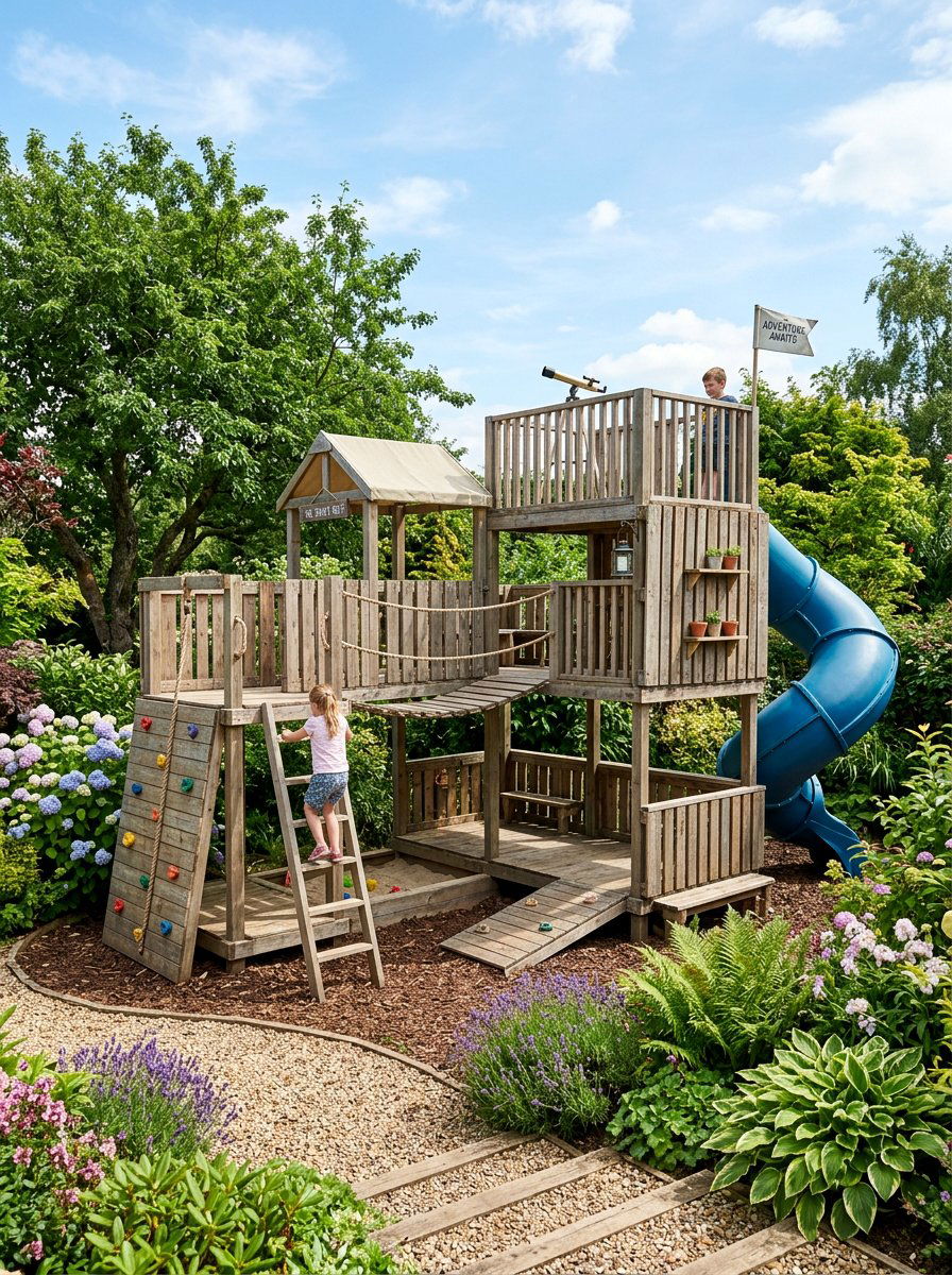 Elevated pallet play area - 25 Pallet Tree House Platform Ideas