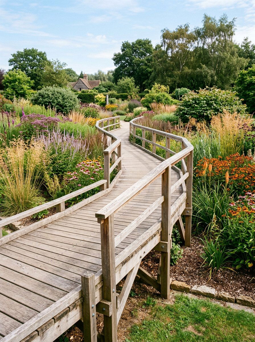 Elevated wooden garden path - 25 Pallet Garden Pathway Ideas