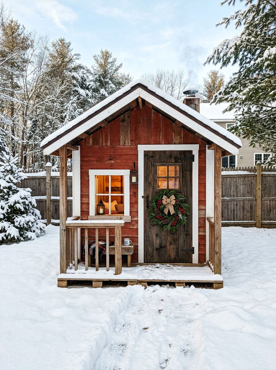 Enclosed pallet playhouse for winter - 25 Pallet Playhouse for Kids Ideas