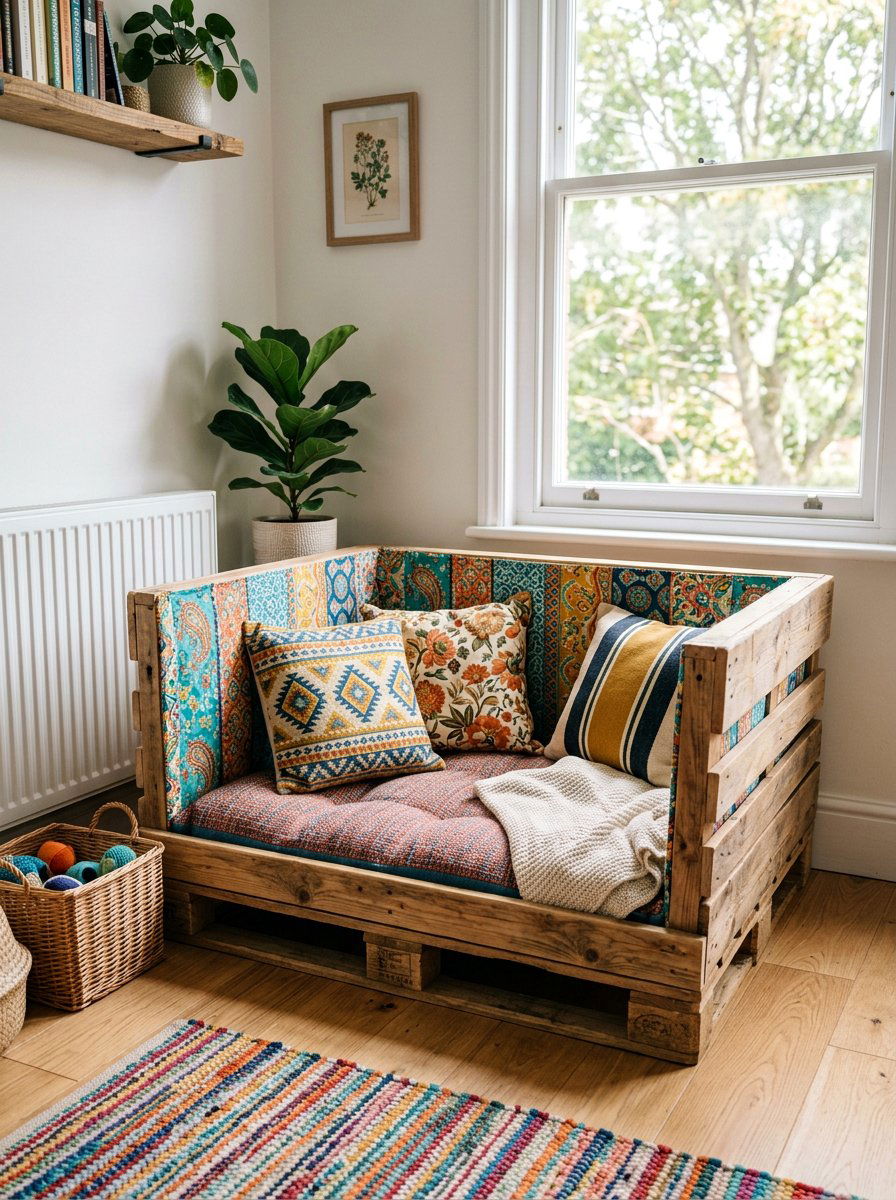 Fabric Lined Pallet Dog Bed - 25 pallet bed for dogs