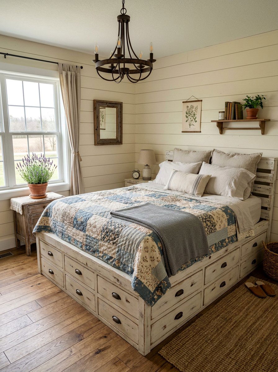 Farmhouse Bedroom Decor - 25 Pallet bed ideas with drawers