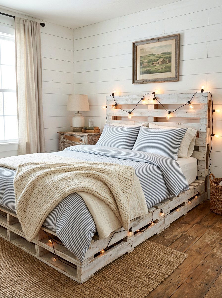 25 Pallet Bed Ideas With String Lights for a Cozy Room