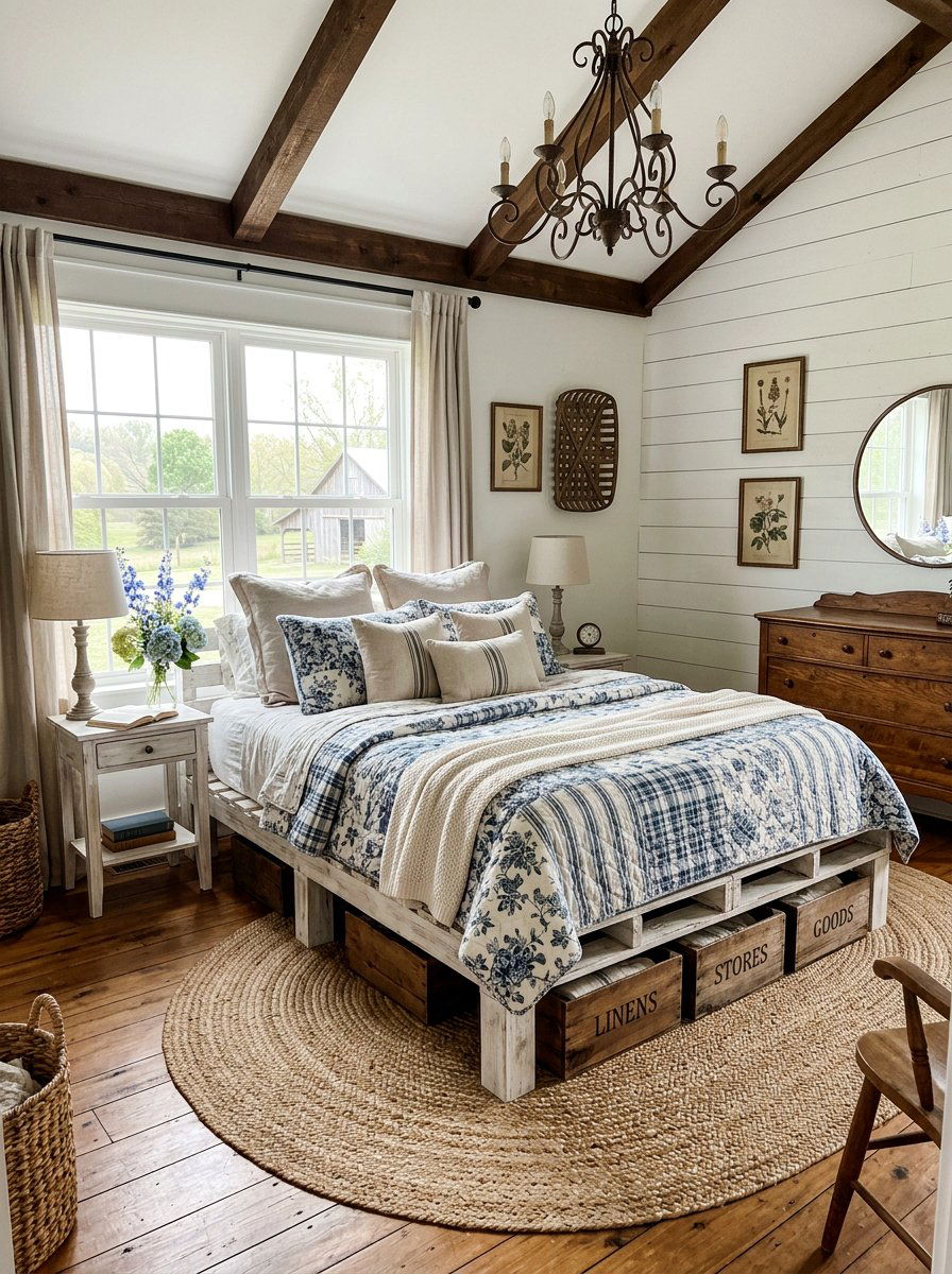 Farmhouse Pallet Bed Storage - 25 Pallet Bed with Storage ideas