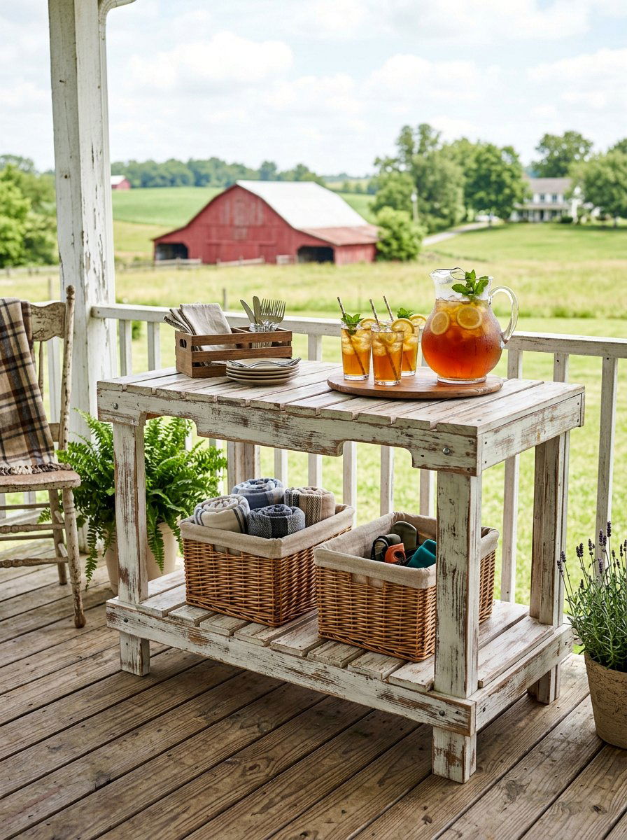 Farmhouse Pallet Serving Table - 25 Pallet Outdoor Serving Cart Ideas