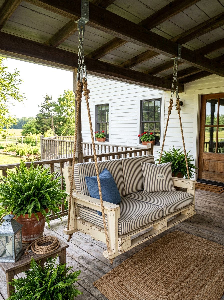 Farmhouse Pallet Swing - 25 Pallet Swing for Porch Ideas