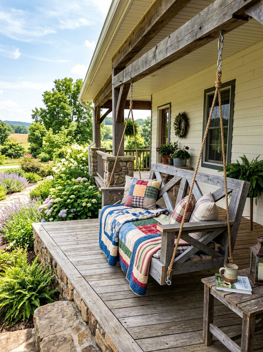 Farmhouse Pallet Swing - 25 Pallet Hanging Swing Bed Ideas