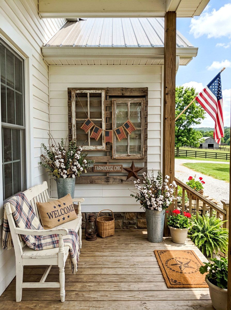 Farmhouse Porch Flag Decor - 25 Pallet Flag Holder Ideas