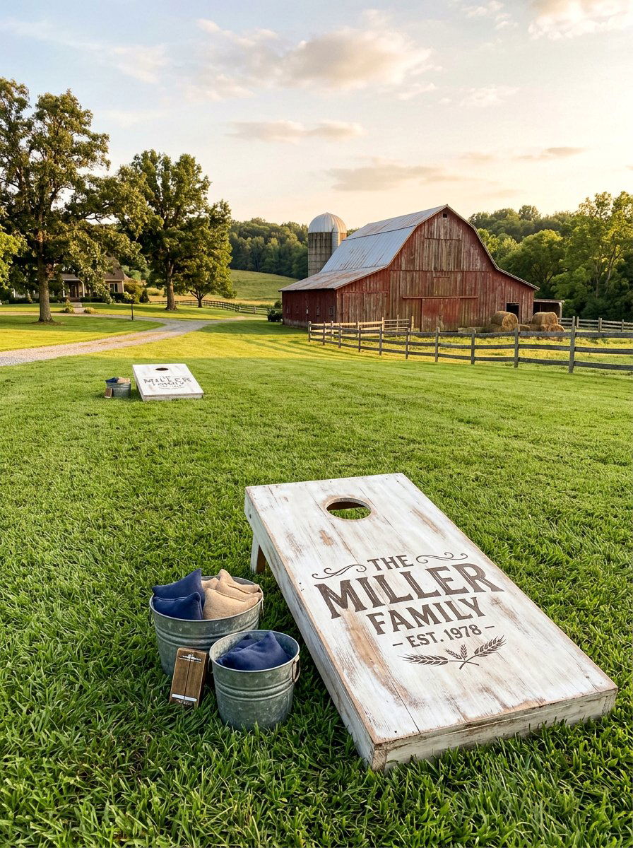 Farmhouse Style Pallet Cornhole - 25 Pallet Cornhole Game Board Ideas