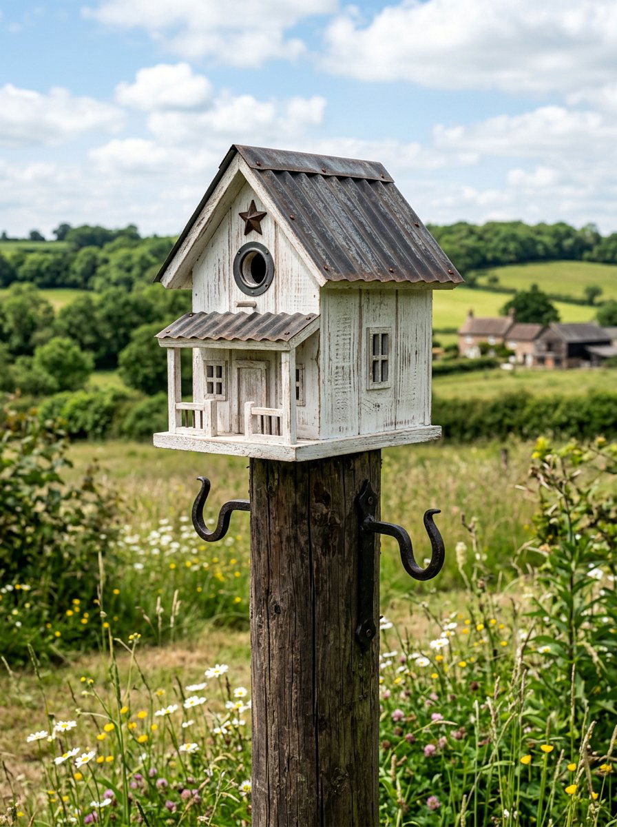 Farmhouse birdhouse - 25 colorful birdhouse ideas
