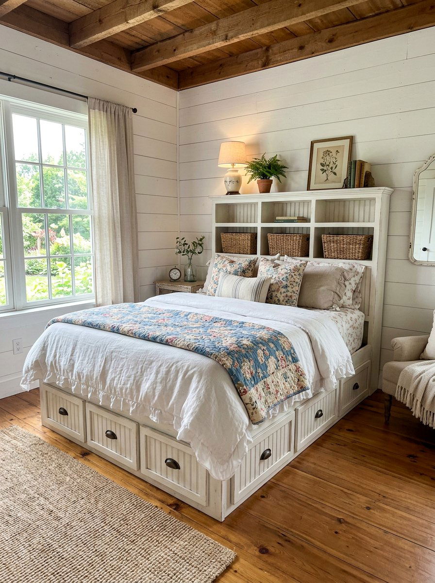 Farmhouse pallet bed storage - 25 Pallet bed ideas with built-in storage