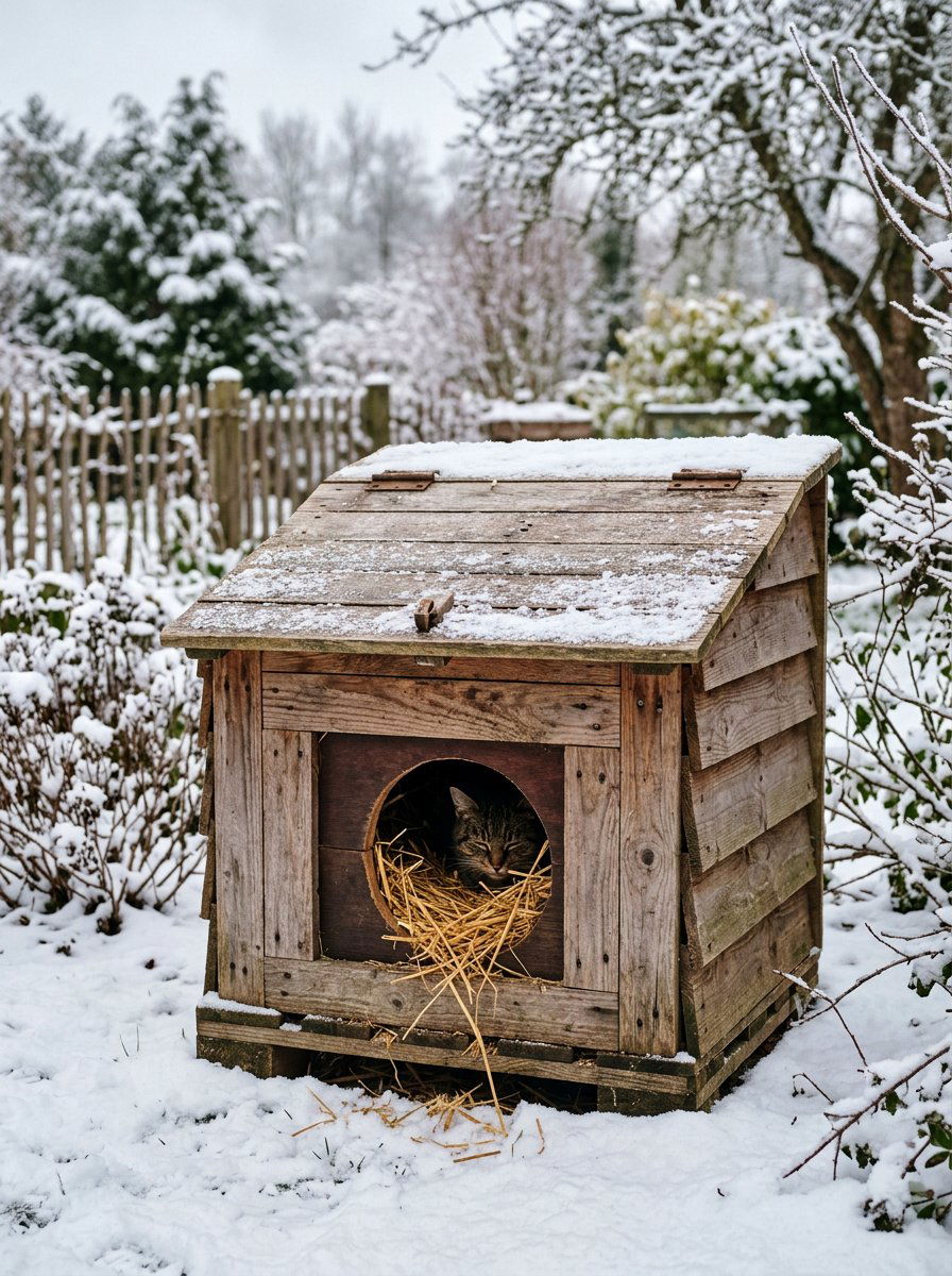 Feral Cat Winter Bed - 25 pallet cat shelter ideas