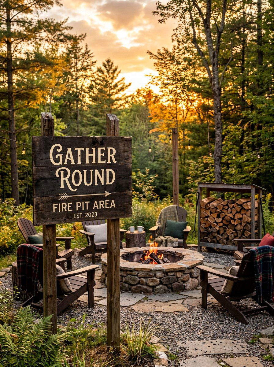 Fire Pit Area Sign - 25 Pallet Outdoor Sign Ideas