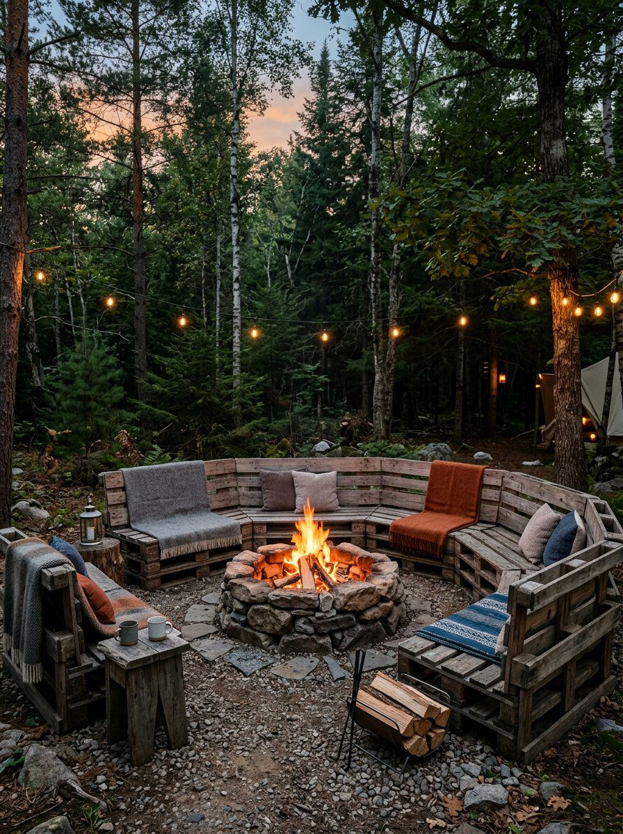 Fire Pit Pallet Seating - 25 Pallet Lounge Chair Ideas
