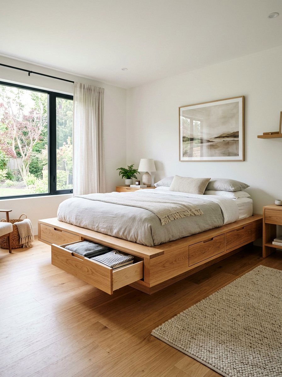Floating Pallet Bed - 25 Pallet bed ideas with storage