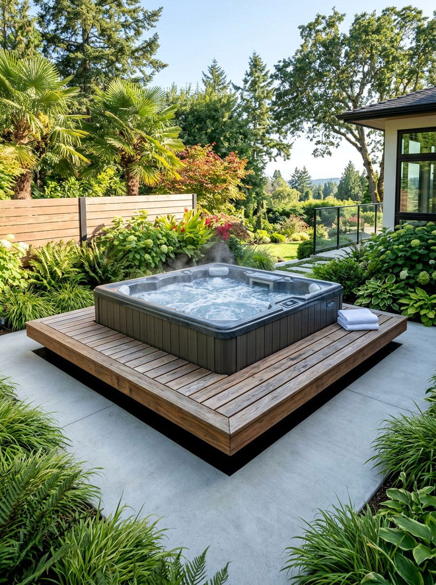 Floating Pallet Platform - 25 Pallet Hot Tub Surround Ideas