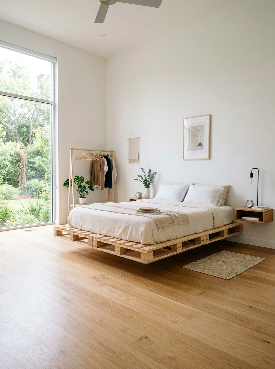 Floating pallet bed frame - 25 Queen size pallet bed ideas