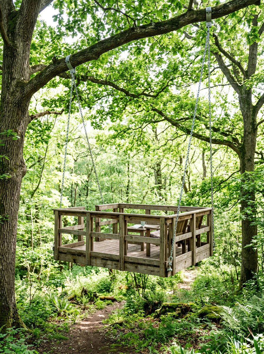 Floating pallet tree deck - 25 Pallet Tree House Platform Ideas