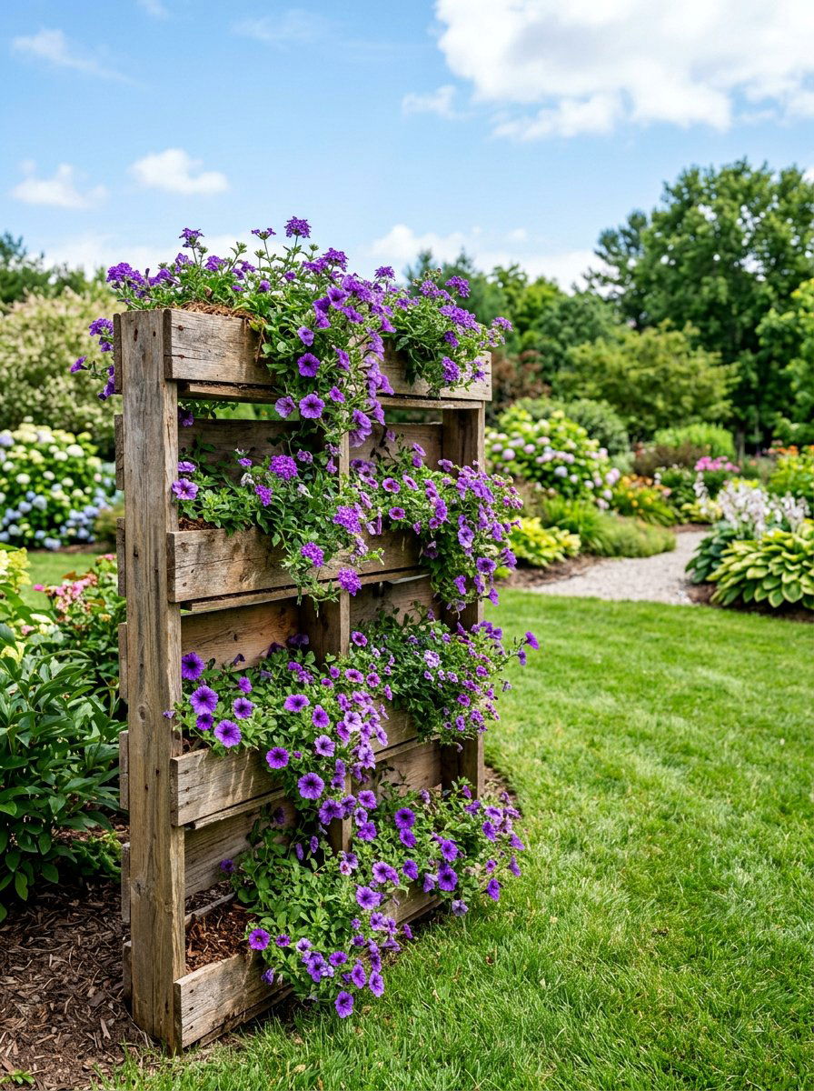 Flower Box Pallet Retainer - 25 Pallet Retaining Wall Ideas
