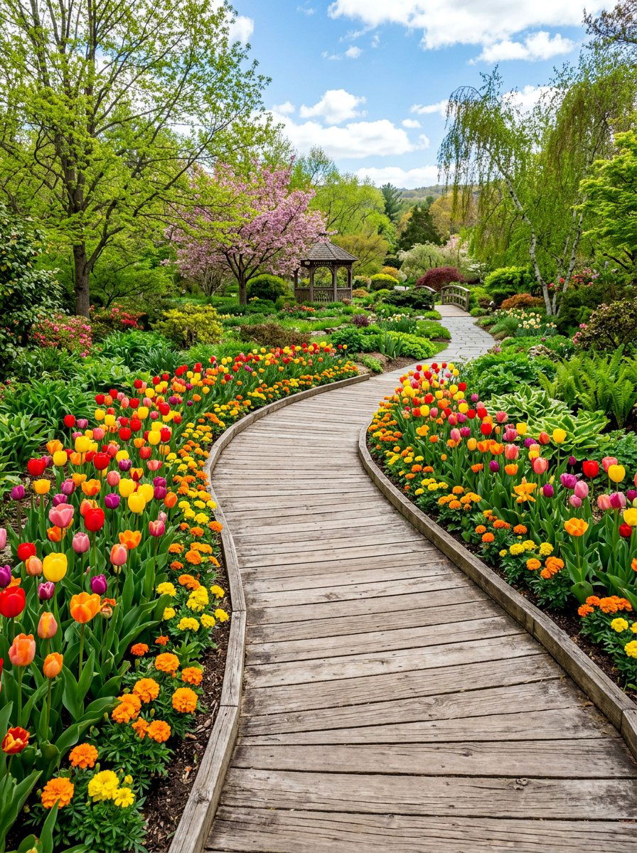 Flower bed wood path - 25 Pallet Garden Pathway Ideas