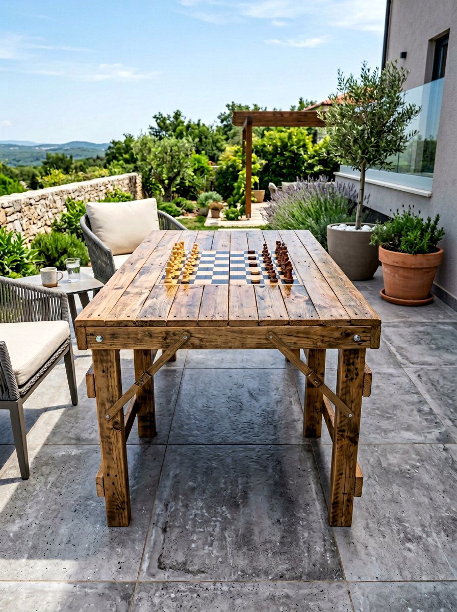 Foldable Pallet Game Table For Patios - 25 Pallet Outdoor Chess Table Ideas