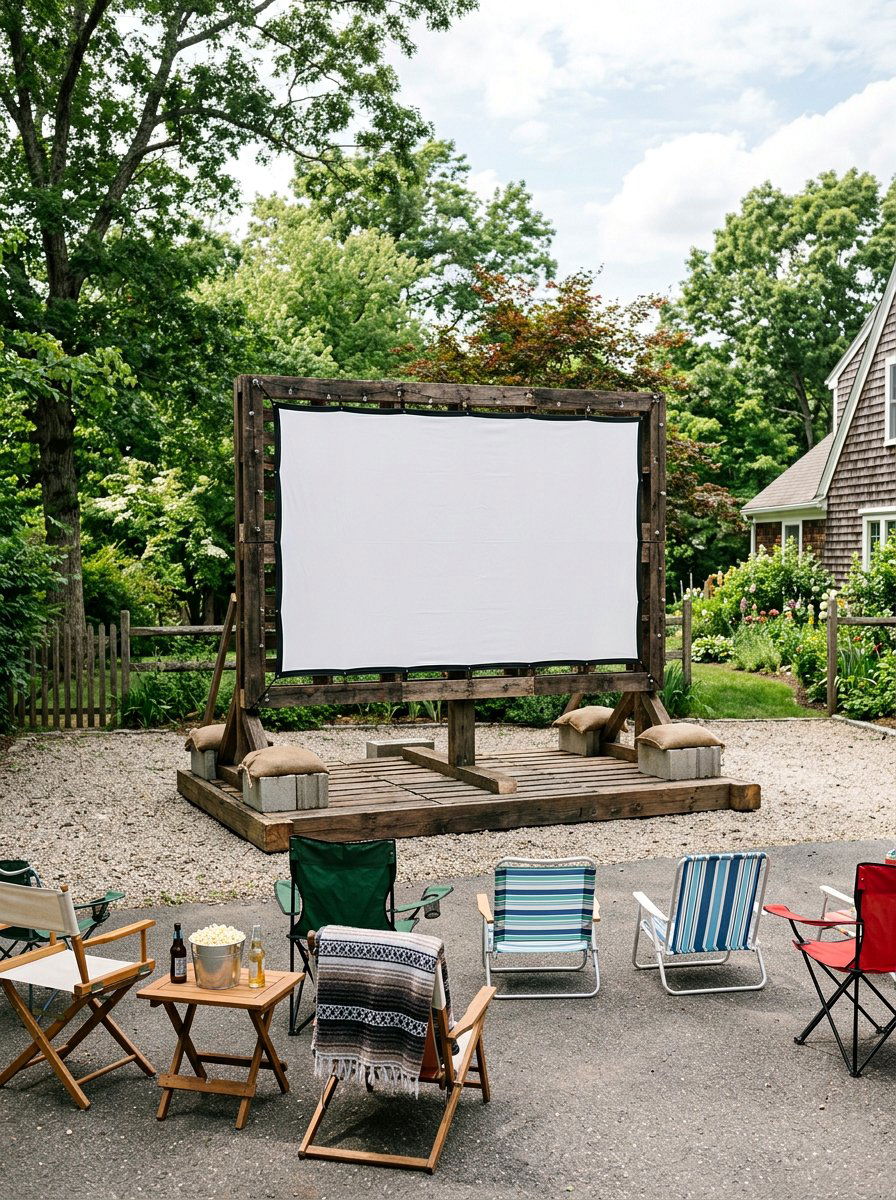 Free Standing Pallet Movie Screen - 25 Pallet Outdoor Movie Screen Ideas