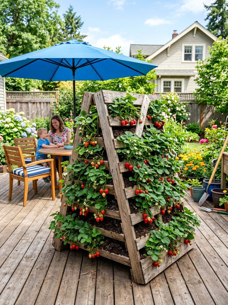 Free standing pallet garden - 25 Pallet Strawberry Planter Ideas